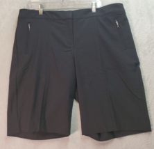 IZOD Golf Shorts Womens Size 16 Black Rayon Zip Pockets Flat Front Logo ... - $22.07