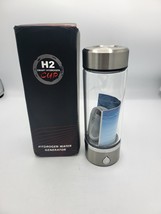H2 Water Bottle Generator Silver USB Rechargeable Small Hydrogen Rich Health Cup - £17.89 GBP