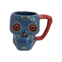 DAY OF THE DEAD Sugar Skull 3D Figural Coffee Mugs Blue Red - $12.37