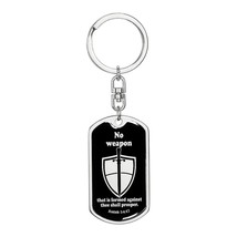 Isaiah 54:17 No Weapon Necklace Swivel Keychain Stainless Steel or 18k Gold Dog - £30.26 GBP+