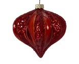 Midwest-CBK Red Tear Drop Glitter Glass Ornament 3.75 in NWT - £8.91 GBP