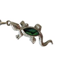 Abalone Lizard Necklace Gecko Pendant Silver Tone 18&quot; Chain Vintage Southwestern - £11.92 GBP