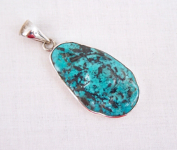 Charles Albert Extra Large Natural Turquoise 950 Fine Sterling Silver Pe... - £147.87 GBP