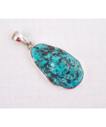 Charles Albert Extra Large Natural Turquoise 950 Fine Sterling Silver Pe... - $253.80 CAD