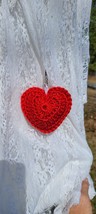 Crochet Plush Heart Keychain or Bag Charm 3&quot;x3&quot; plus clip - £5.49 GBP