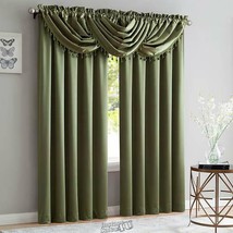 Bridget Polyester Satin 48&quot; W x 37&quot; L Wall Mounted Valance Sage - £11.34 GBP