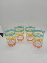 4 vintage MCM mid-century modern striped juice glasses mini LN - £19.75 GBP