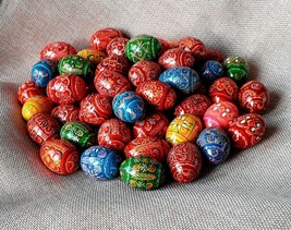 Set of 8 Small Easter Wooden eggs Pysanky Pysanka Handmade Gift Present 1,5&quot; - £9.27 GBP