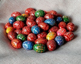 Set of 8 Small Easter Wooden eggs Pysanky Pysanka Handmade Gift Present 1,5&quot; - £9.16 GBP