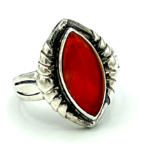 Vintage HAN 925 Sterling Silver Marquise Carnelian Ring Size 7.5 - £29.58 GBP