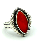 Vintage HAN 925 Sterling Silver Marquise Carnelian Ring Size 7.5 - £30.03 GBP