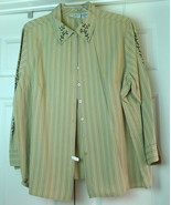 White Stag Woman Button Up Blouse 18 20 Long Sleeve Olive Green Vertical... - £7.06 GBP