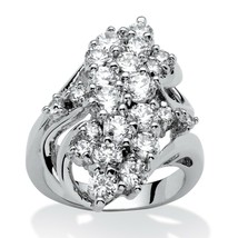 PalmBeach Jewelry 3.44 TCW Cubic Zirconia Cluster Cocktail Ring Platinum-Plated - $44.82