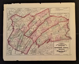 1872 Antique Hand Colored Map Pa Huntingdon Juniata Mifflin Perry 17.25&quot;x13.75&quot; - £52.00 GBP