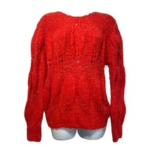 Topshop Womens Red Petal Pointelle Knit Crewneck Sweater Size 4 - 6 - $24.75