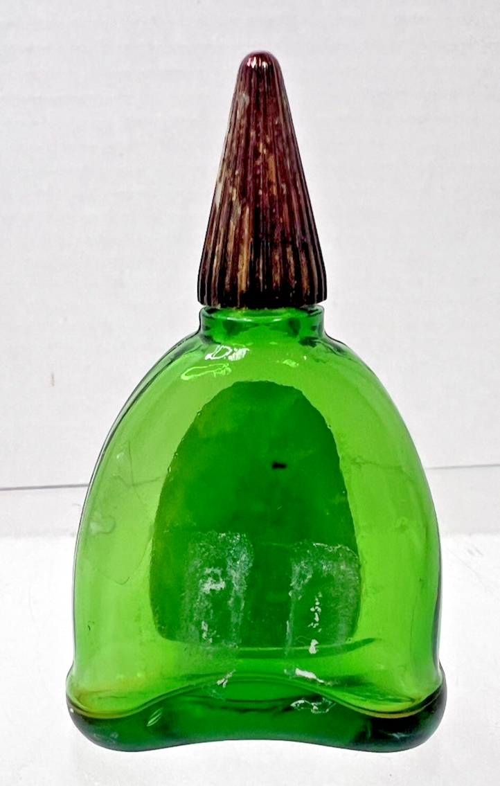 Vintage Old Cottage Lavendar Perfume Scent Bottle England Deep Green Glass 2 5/8 Item image 4