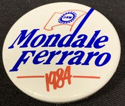 Mondale Ferraro 1984 Presidential Campaign Button Pin KG Election Campaign - $7.91