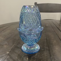 Fenton Glass 95th Anniversary Iridescent Blue Fairy Lamp - $128.69