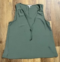 Maurices Women Medium Olive Green Tank Top V- Neck W/tie Sleeveless  EUC - £12.66 GBP