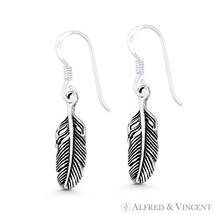 Plucked Birds Wing Feather Charm 925 Sterling Silver Dangling Hook Boho Earrings - £15.38 GBP