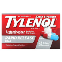 Rapid Release Gels, Extra Strength Acetaminophen for Adults, 500 mg, 24 ... - $5.93