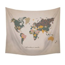 Adventure Awaits World Map Wall Hanging Tapestry - $1,013.51 MXN