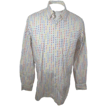 Pedro Muñoz Men Dress Shirt L/S cotton polka dot rainbow on white Madrid... - £38.78 GBP