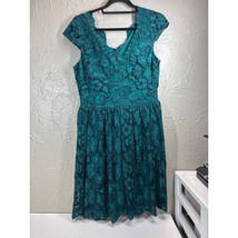 Betsey Johnson Lace Overlay Cap Sleeve Green Dress Romantic Womens Size 12 - $464.68 MXN