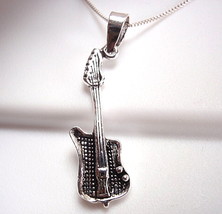 Electric Guitar Necklace Sterling Silver Corona Sun Jewelry musician guitarist - £10.09 GBP