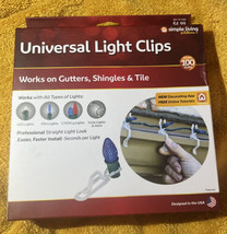 SIMPLE LIVING OUTDOOR 100ct UNIVERSAL LIGHT CLIPS CHIRSTMAS &amp; HOLIDAY…New - £13.23 GBP