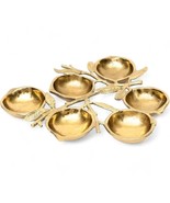 Cluster of 6 Lemon Shape Serving Bowl Tray Antique Gold Finish 12" Aluminum Base - $69.99