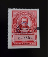 1958 $30 U.S. Internal Revenue, Documentary, T. Corwin, R724, Carmine 24... - $9.70 CAD