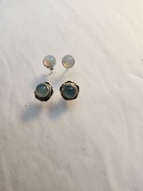 Earrings Stud Faux Pearl And Light Blue - £16.26 GBP