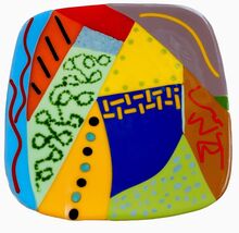 Melissa Ballenger WA Art Glass 10” Skagit Valley WA Fused Platter Plate ... - $366.27 MXN