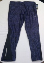 NWT Women&#39;s Nike Cropped Running Leggings Purple and Black Pants Sz Medium pants - £25.76 GBP