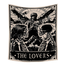 Anyhouz Tapestry Black Beige Lovers 200X150 cm Tarot Card Psychedelic Scene Art  - $42.90