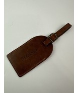 Vintage 90s Schlesinger Brown Leather Luggage Tag Buckle 4.7 In X 2.7 In - £12.87 GBP