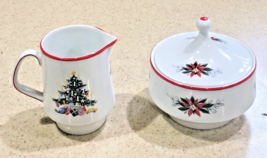 Vintage &quot;NOEL&quot; Christmas China by Schumann Bavaria Germany Creamer &amp; Sugar - $27.74