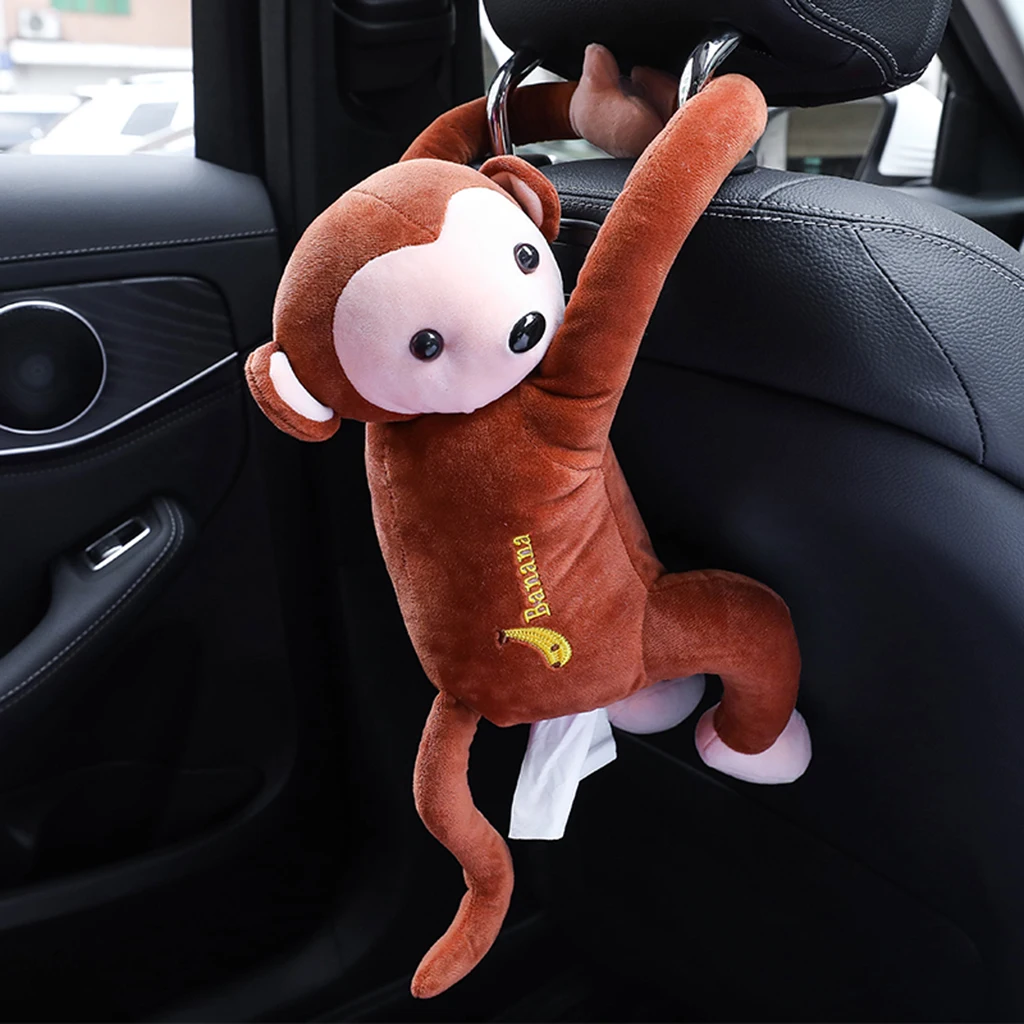 Cute Plush Monkey Car Tissue Paper Box - Soft and Fashionable Paper Towe... - £15.71 GBP