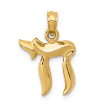 14K Yellow Gold Jewish Chai Pendant Charm Jewelry - £77.21 GBP