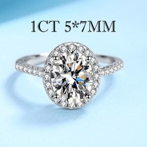 Luomamsi 5*7MM 1CT 2CT Egg-shaped Moissanite Ring With GRA Certificate Super Fla - £85.51 GBP