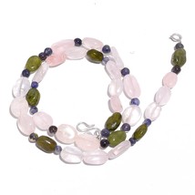 Natural Rose Quartz Vasonite Iolite Gemstone Mix Shape Beads Necklace 17&quot; UB3698 - £8.66 GBP