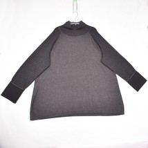 Dakini Women&#39;s Knitted Long Sweater Grey Mock Neck Cotton Blend Size 3X - $21.76