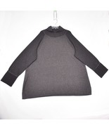 Dakini Women&#39;s Knitted Long Sweater Grey Mock Neck Cotton Blend Size 3X - €18,76 EUR