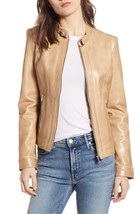 Women beige leather jacket Girls beige biker leather western warm jacket... - £111.90 GBP