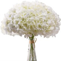 Ivory White Full Hydrangea Flowers Artificial With Stems For Wedding Home Party - £35.91 GBP
