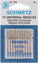 Universal Sewing Machine Needles 10-Piece Set Assorted Sizes Rounded Point Craft - £8.38 GBP