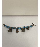 Pre-Owned Disney’s Alice In Wonderland Charm Bracelet Bronze And Blue 8&quot; - $25.00