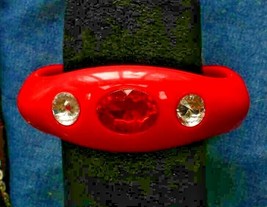 Fabulous Red &amp; Crystal Rhinestone Acrylic Bangle Bracelet 1980s vintage - $14.95