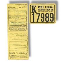 VTG 1961 PENNA Pennsylvania Resident Hunter Hunting License Deer Bear Tag b - $19.95